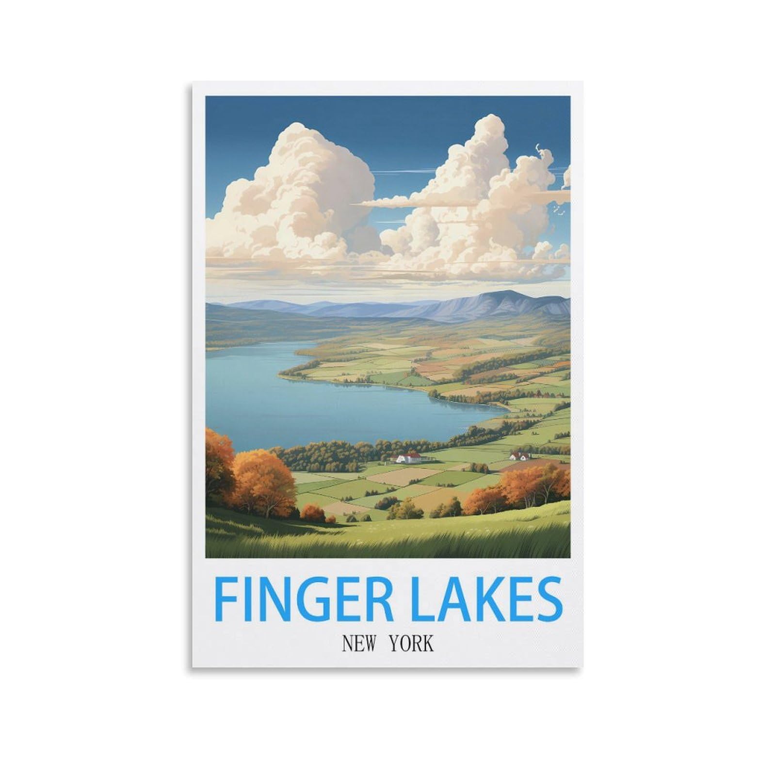 Metal Tin Sign,Finger Lakes New Yorks,Tin Sign Metal Retro Art Wall Poster for Home Club Garden Decor 30x40cm