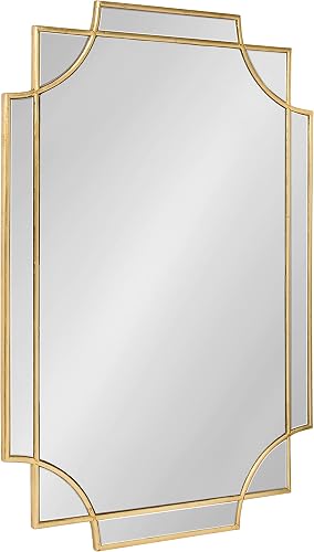 Kate and Laurel Minuette Gold Leaf Wall Mirror 24x35.5 - Ornate Scalloped Decorative Mirror for Bathroom & Living Room Kate and Laurel Minuette Gold Leaf Wall Mirror 24x35.5 - Ornate Scalloped Decorative Mirror for Bathroom & Living Room