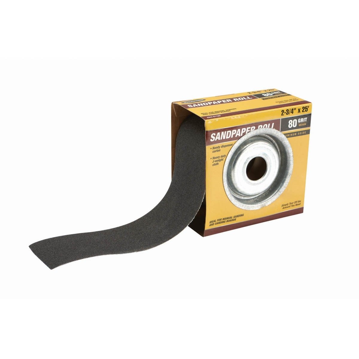 (25 Ft) 80 Grit Sandpaper Roll with 2.75