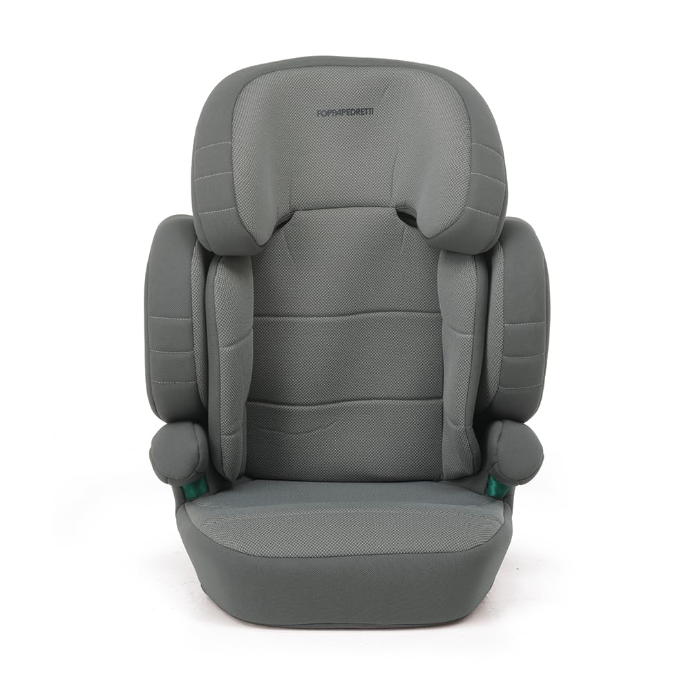 Foppapedretti Siège auto Open I-Size pour enfant de 100 à 150 cm de hauteur, 3-12 ans, conforme ECE R129, fixation Dualfix (Isofix et non), protection des chocs latéraux, déhoussable, gris