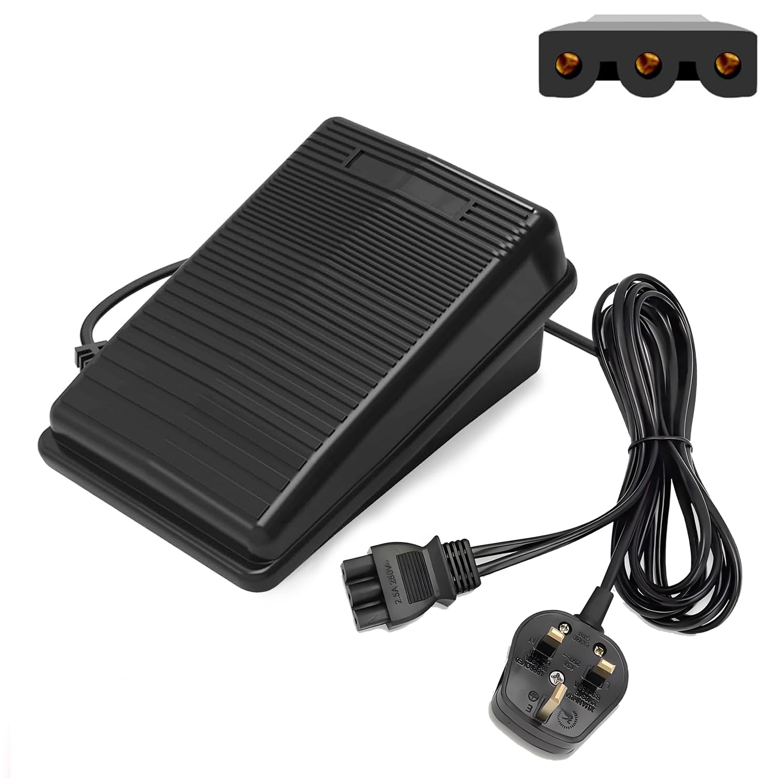 Foot Control Pedal for 220V UK Plug, Anti-Slip Sewing Machine Foot Pedal, Sewing Control Pedals for Sewing Tailoring Textile Machines, Embroidery Controller Replacement