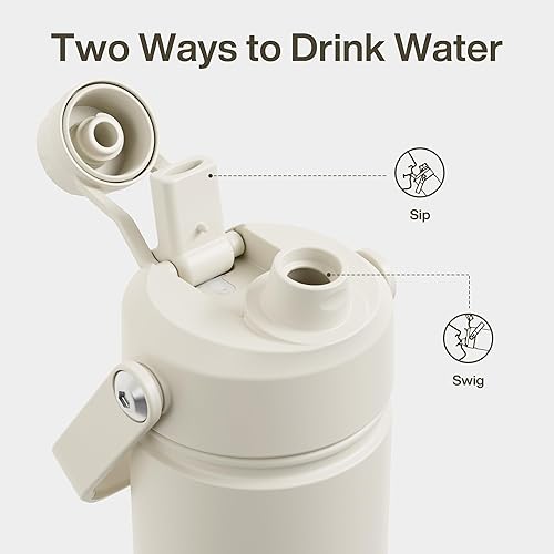 Miniatura 785 de ENCOOL Botella de agua aislada con popote, de acero inoxidable, a prueba de fugas, sin BPA, al vacío de doble pared que se mantiene fría durante 24