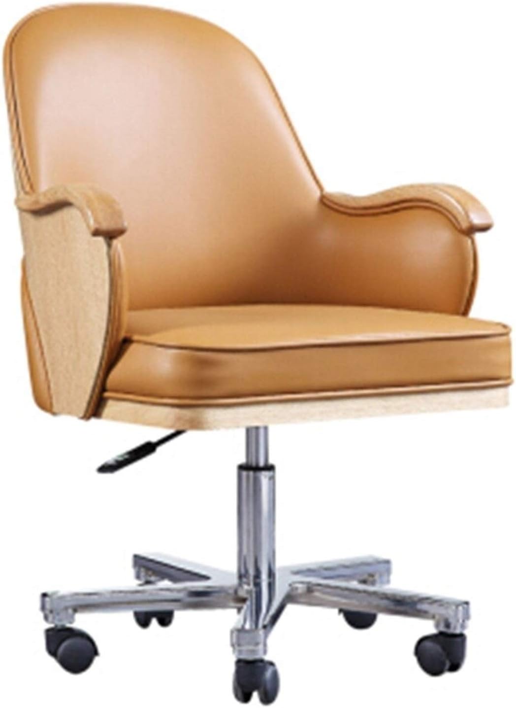 Amazon.co.jp パソコンチェア シンプルで快適なコンピュータチェアソリッドウッドホームリフトスイベルチェアレザーハイエンドブックチェアボスオフィスチェア デスクゲーミングチェア