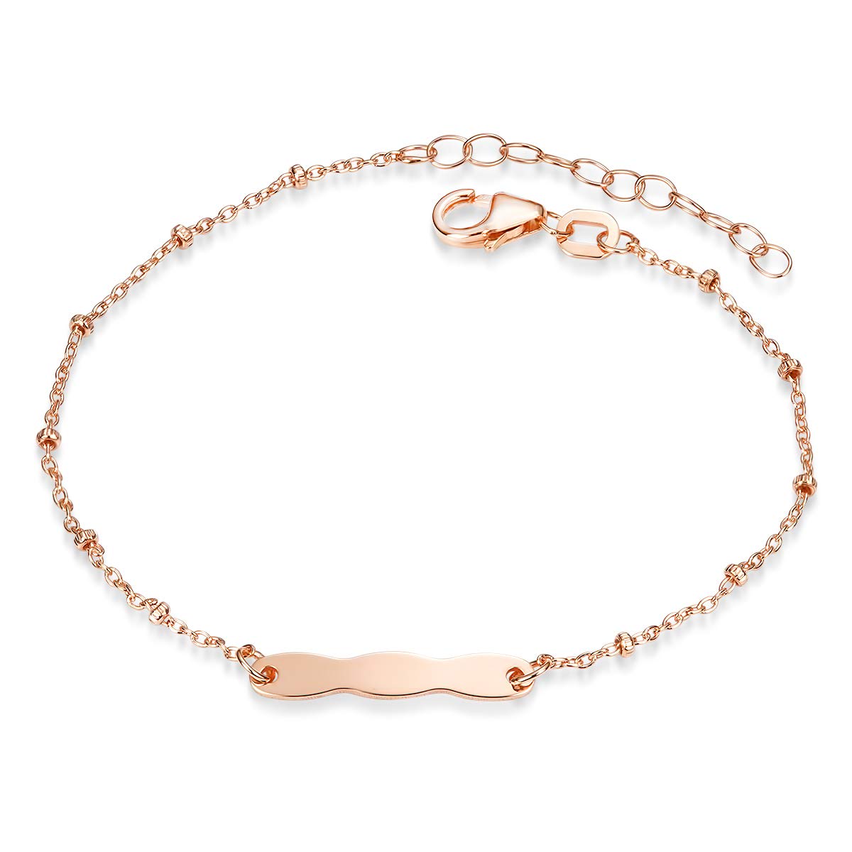 Bracciale Argento 925 Placcato Oro Rosa Con Dadini E Palline 3 Mm 3674