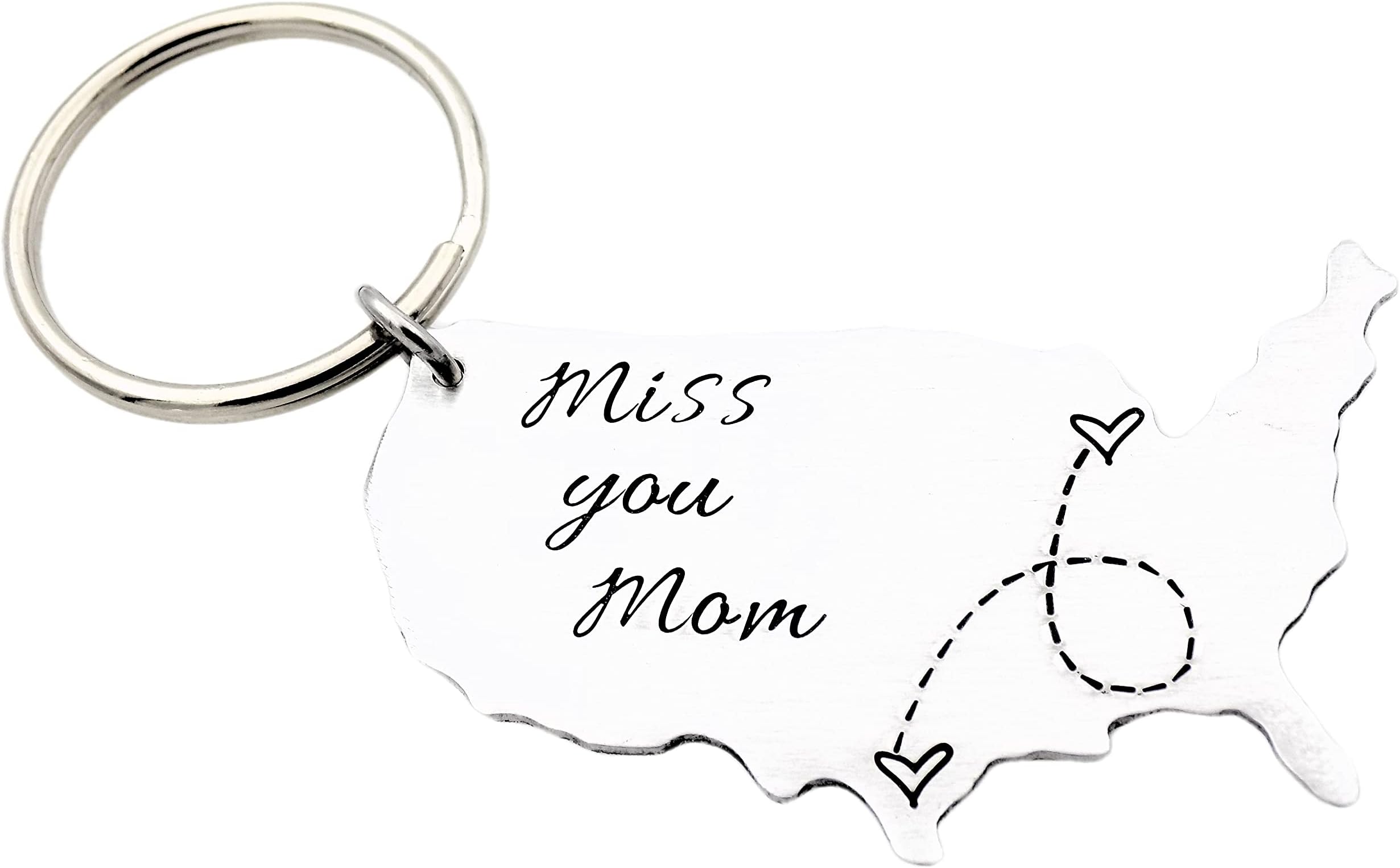 Long distance Family - Miss you Mom - Going away gift, living abroad, going away to college, LDR family, custom USA map keychain for mother