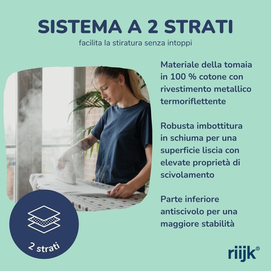 Copriasse da Stiro Cotone Universale - Copertura Asse da Stiro con Imbottitura Speciale per una Facile Stiratura - Extra Panno Protettivo per Indumenti Delicati