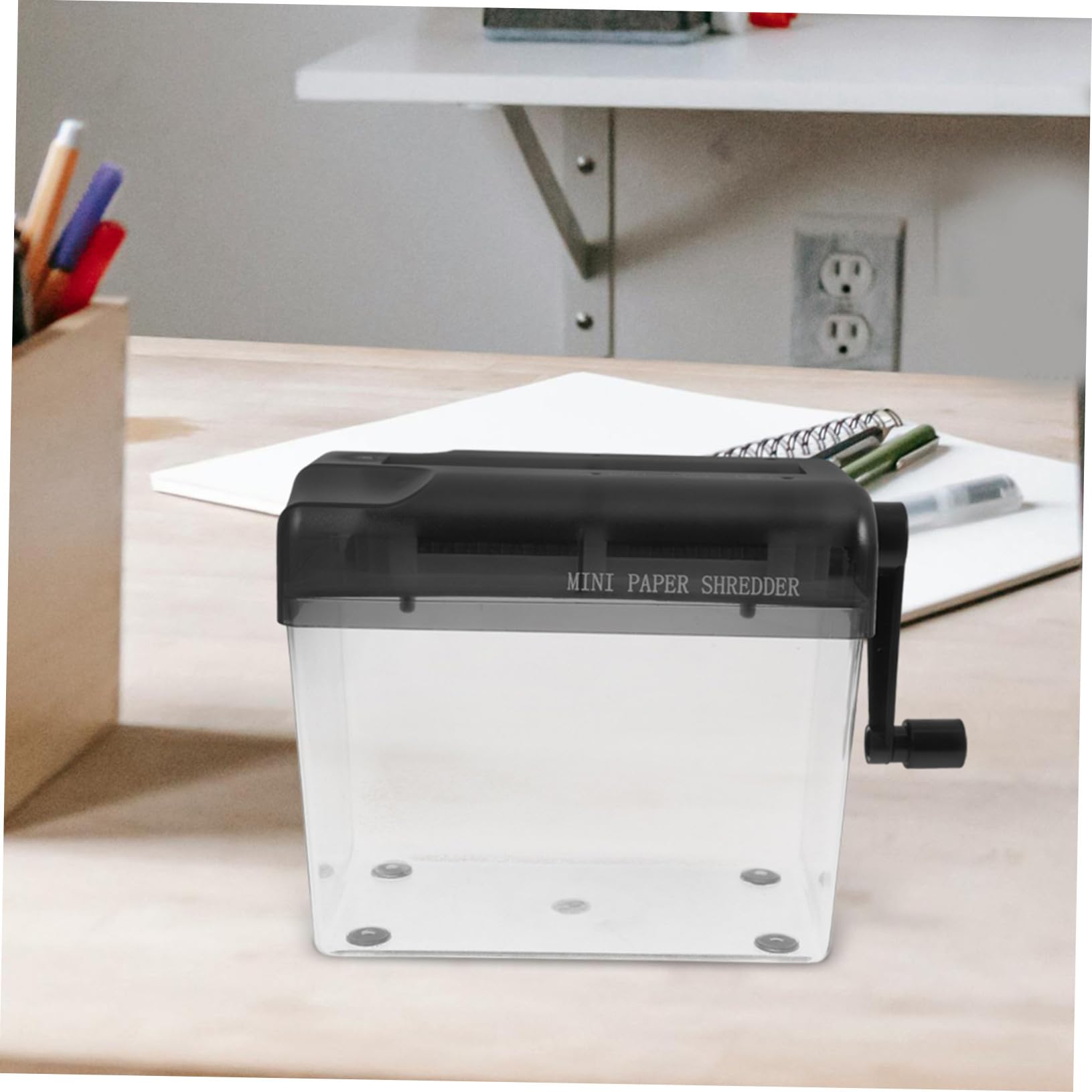 Destructeur de Documents Manuel Portable et Inoxydable Broyeur Papier Main Compact pour Bureau École et Usage Domestique