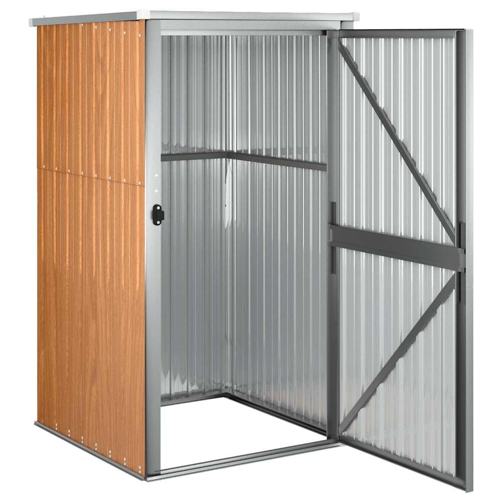 ACAGALA Metall Gerätehaus Geräteschuppen Gartenhaus 88 x 89 x 161 cm, Gartenschrank Wetterfester Metallschuppen für Gartenwerkzeug & Fahrräder - Verzinkter Stahl, Braun