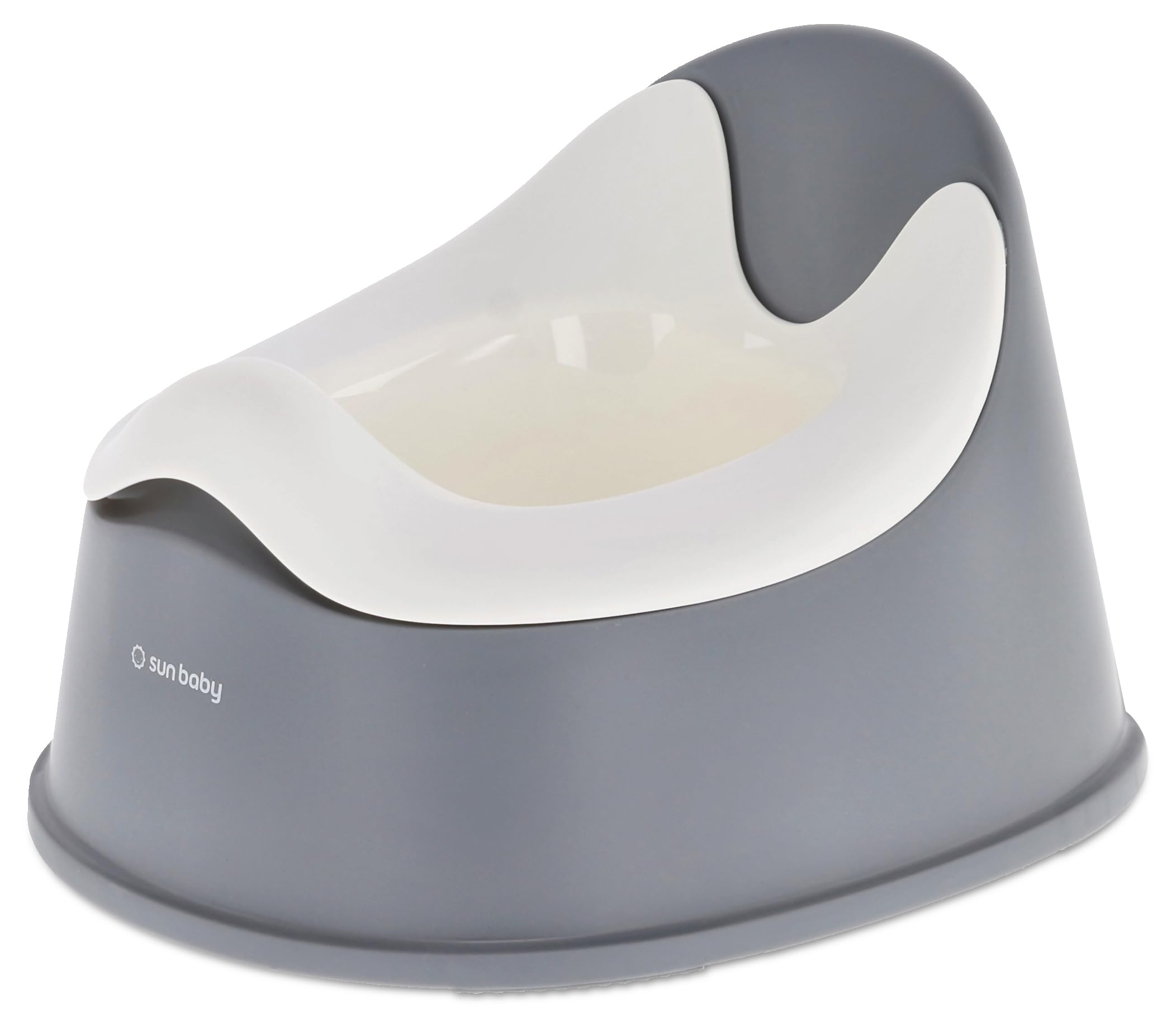 sun baby Kinder Töpfchen 18-36 Monate, rutschfeste Füße, ergonomische Rückenlehne, herausnehmbarer Einsatz, aus Kunststoff, bis zu 15 kg (Dunkelgrau-Weiß)