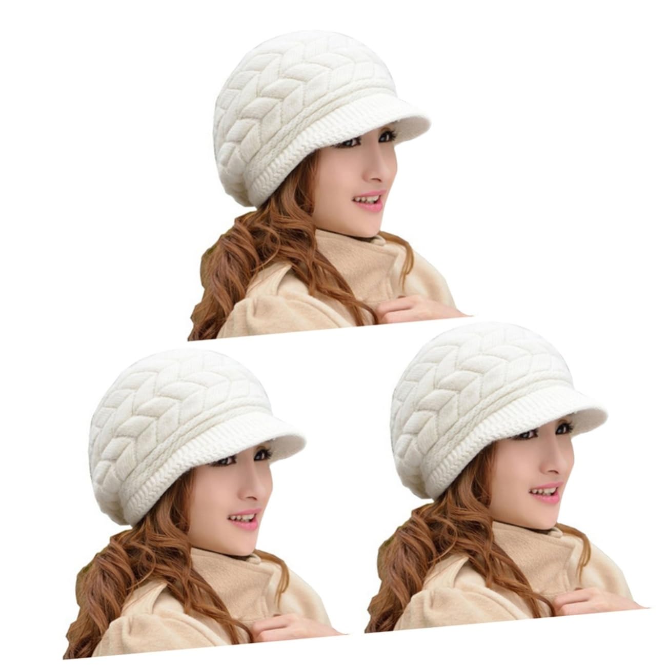 SHERCHPRY 2pcs Oreja Sombrero de punto cálido Sombrero de las mujeres Gorra de lana caliente Gorra de las mujeres Boinas Gorro Térmico Gorro de Nieve