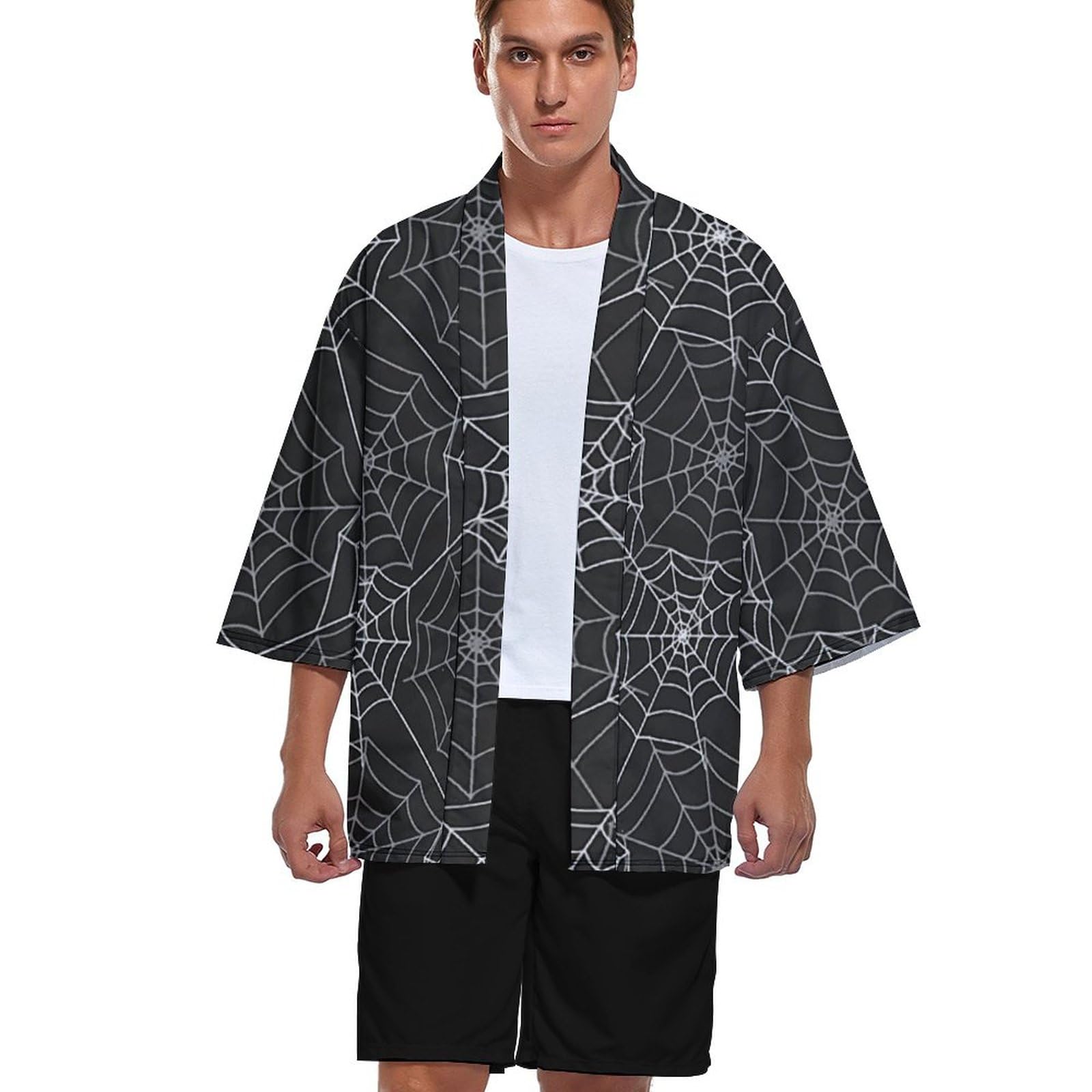 Amazon.co.jp: 和式パーカー 羽織り 蜘蛛の巣 クモ柄 スパイダー  