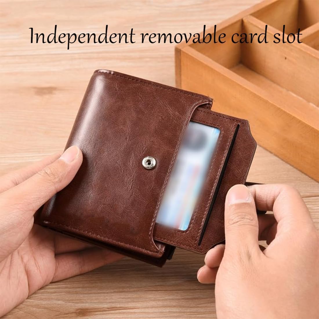 Cartera con Bloqueo RFID, Billetera Plegable para Hombre, Billetera De Cuero con 14 Ranuras para Tarjetas, Billetera Multifuncional Liviana, Billetera De Viaje (Khaki)