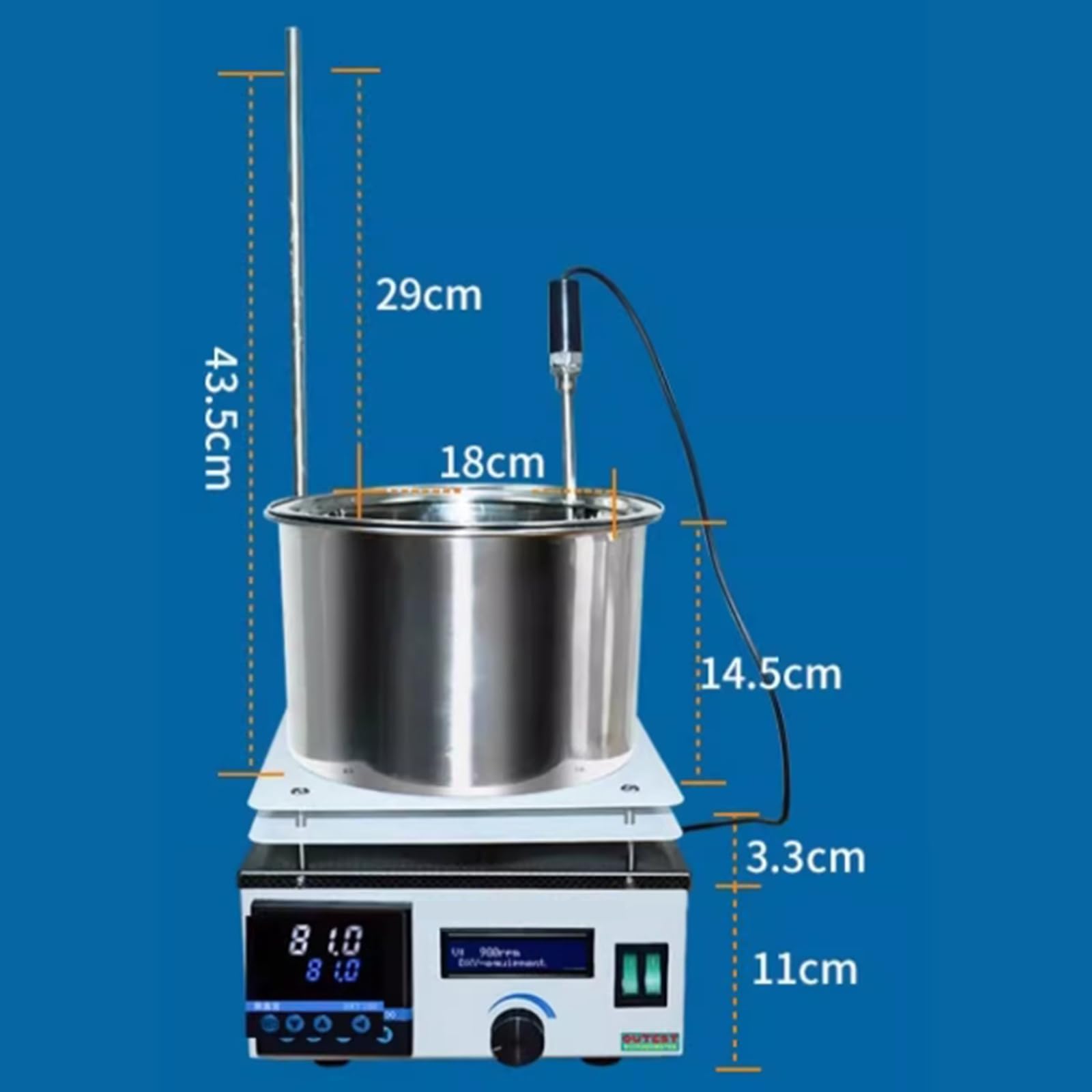 Agitatore magnetico con piastra riscaldante, bagno d'acqua e olio da laboratorio da 3 l/5 l/10 l/15 l con agitatore magnetico, dispositivo di agitazione per il controllo digitale della temperatura 3L