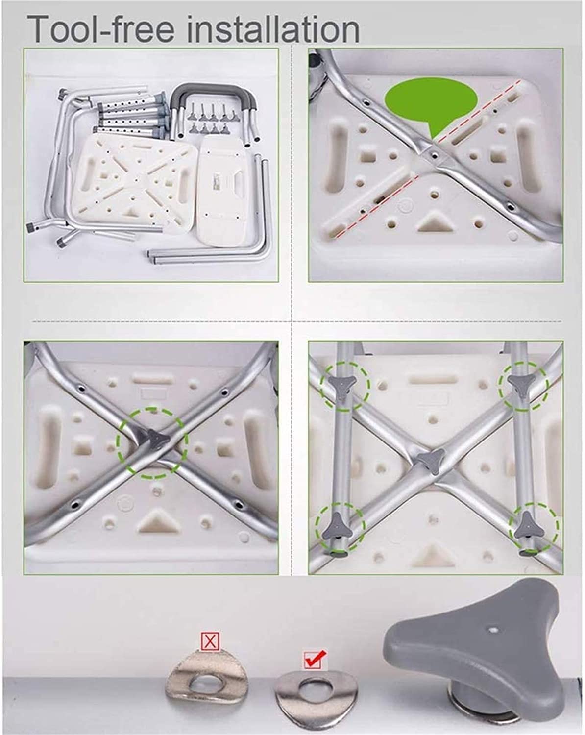 Taburete de Ducha Asiento de Ducha Sillas de Ducha Asientos de Ducha de Baño Antideslizantes Regulables en Altura, con Brazos y Respaldo, Aluminio Ligero Seguridad (Blanco C) (Blan