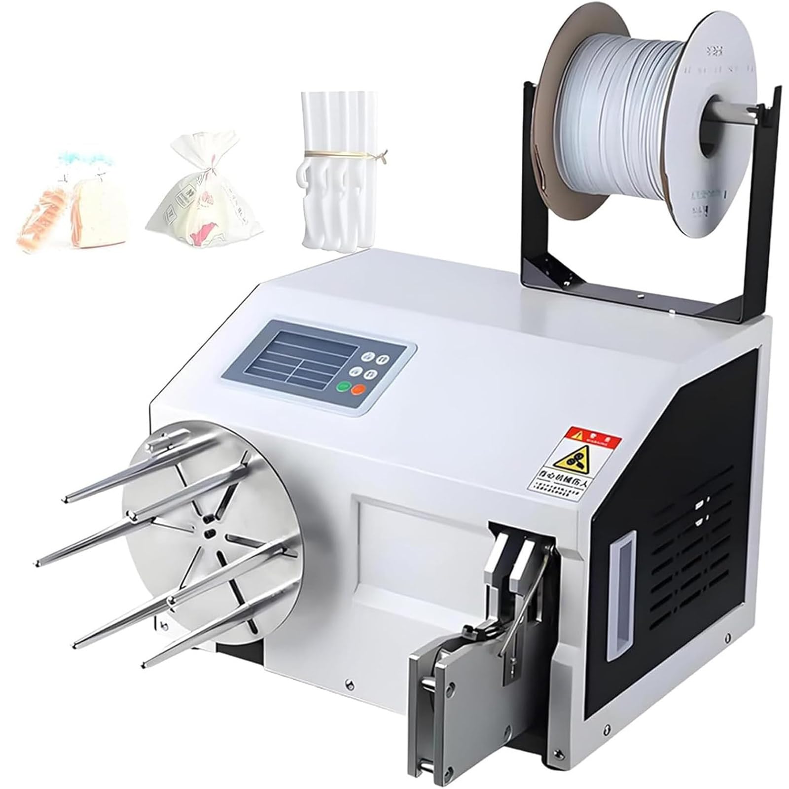 ASerZenith Automatic Twisting Sealing Machine, Electric Wire Bundler With Lcd Screen, 5-30Mm Bundling Diameter For Bakery Supermarket,B
