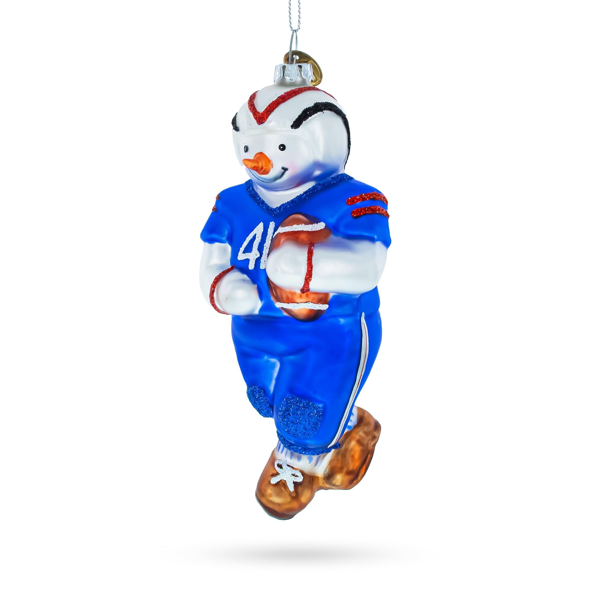 Ornament de Noël bonhomme de neige football en verre soufflé décoratif