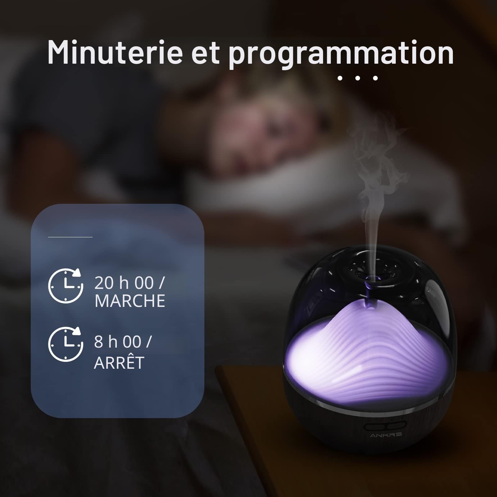 Ankrs Diffuseur d'Huiles Essentielles WiFi, 600ml Humidificateur d'air Compatible avec Alexa/Google Home, Diffuseur Électrique Connecté avec RGB Colorées, Timer et Contrôle à Distance sur l’APP