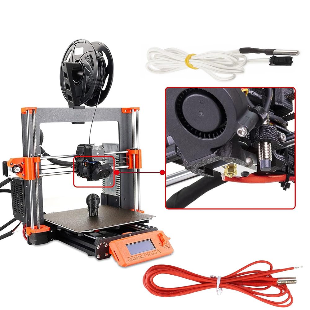 HzdaDeve Wkład grzejny do Prusa I3, element grzejny, 24 V, 40 W, termistor, czujnik wysokiej temperatury, NTC 100 K 3950, do drukarki 3D Prusa I3 MK3/Prusa I3 MK3S+, akcesoria Hotend (4 sztuki)