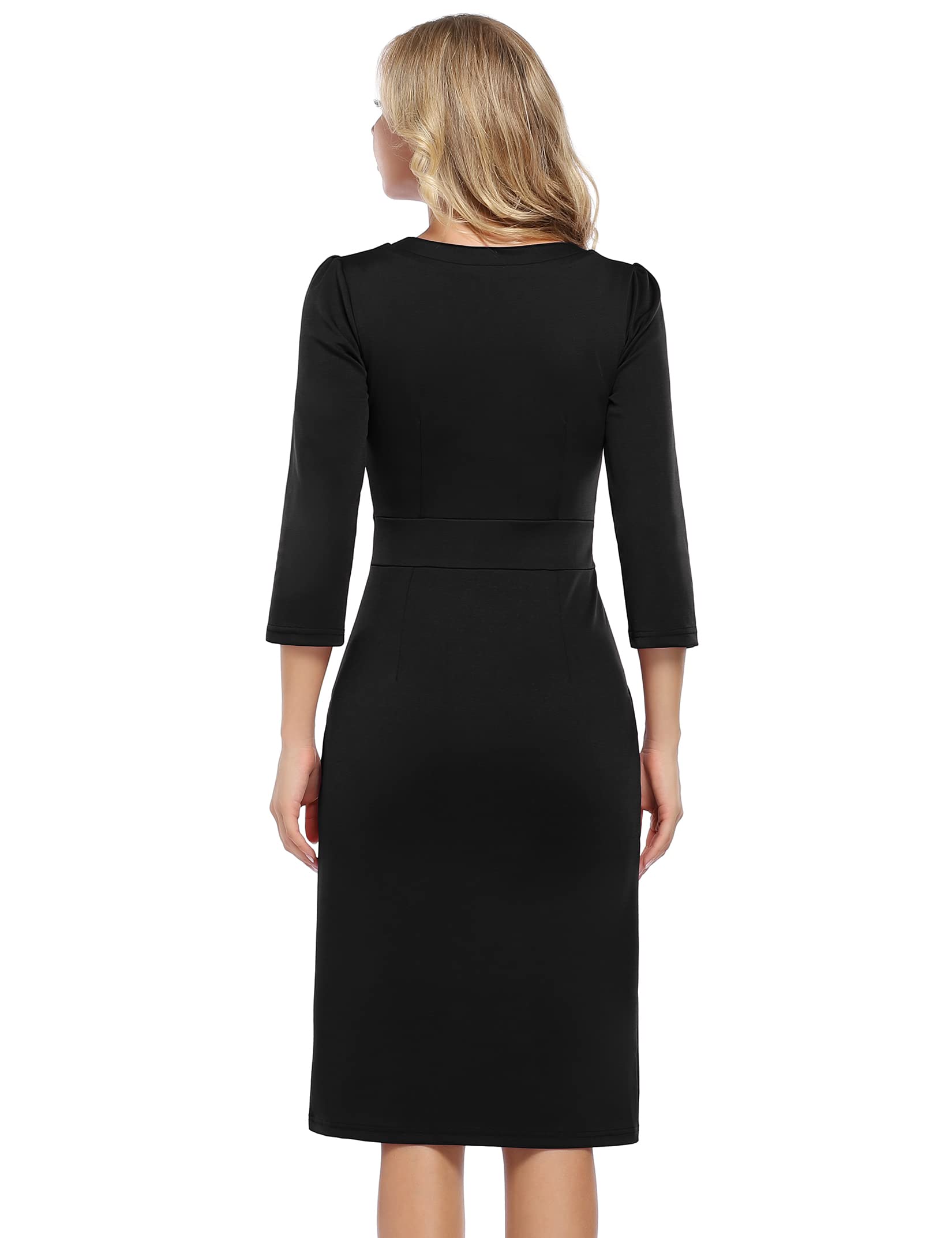 KOJOOIN Vestidos Elegantes para Mujer Vestidos de Negocios de Manga Larga hasta la Rodilla
