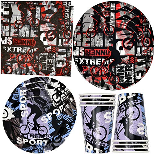 Skateboarding Sport Party Supplies Tableware Set 24 9 Paper Dinner Plates 24 7 Plate 24 9 Oz Cups 50 Lunch Napkin for Bicycle Skateboard Skate Dirt Bike Race Extreme Sports Disposable Birthday Decor Skateboarding Sport Party Supplies Tableware Set 24 9" Paper Dinner Plates 24 7" Plate 24 9 Oz Cups 50 Lunch Napkin for Bicycle Skateboard Skate Dirt Bike Race Extreme Sports Disposable Birthday Decor