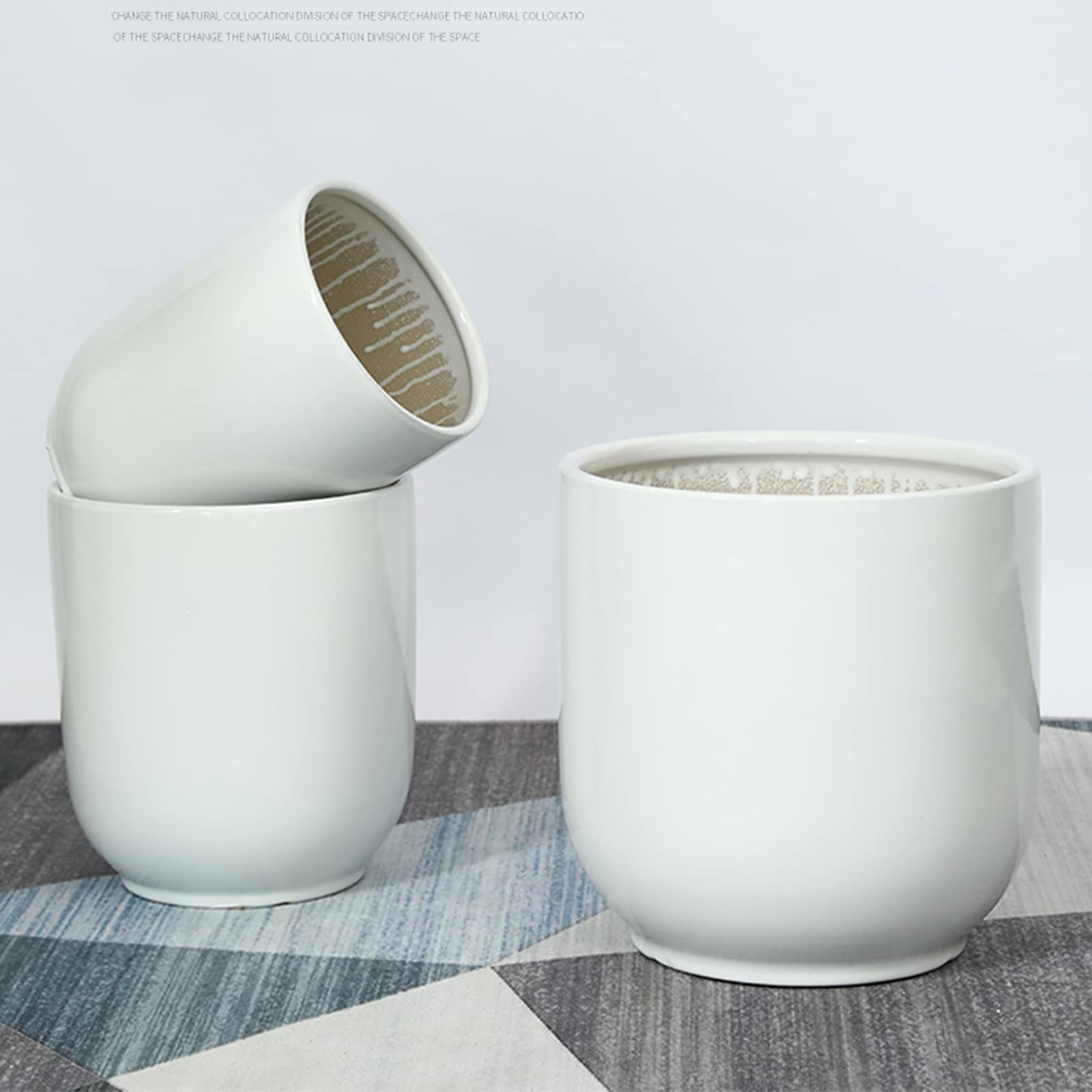 Vasi da Giardino Fioriere Rotonde da 7/9/11 Pollici per vasi da Fiori in Ceramica per Interni ed Esterni con Foro di drenaggio e Vassoio in plastica, Arredamento Moderno ed Elegante