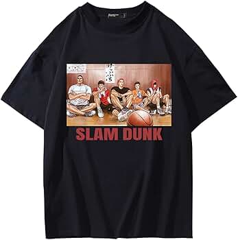 スラムダンクシャツ　フリーサイズ　Mサイズ程度 Amazon.co.jp: SUQ スラムダンクTシャツ 半袖 綿100% 黒生地 The