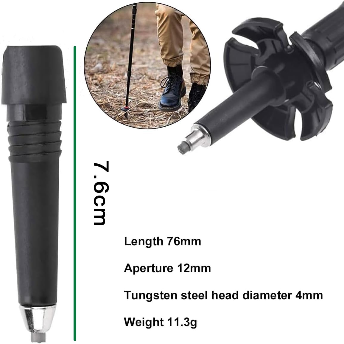 Punta per Canna da Trekking Portatile,Walking Asta di Ricambio Punta,Punta per Canna da Trekking,Punte per Bastoncini da Trekking,per Bastone da Trekking Accessorio Bastoncino da Escursionismo,4 Pezzi