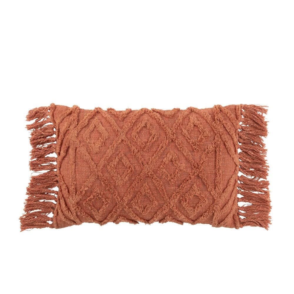Coussin intérieur rectangulaire terracotta 78x40 cm coton motifs géométriques Fraga