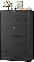 Vista 8 de Hostack - Cómoda de 6 cajones para dormitorio, cómoda de 52" de altura y cómoda de cajones, cómoda de madera de 29" de ancho, gabinete
