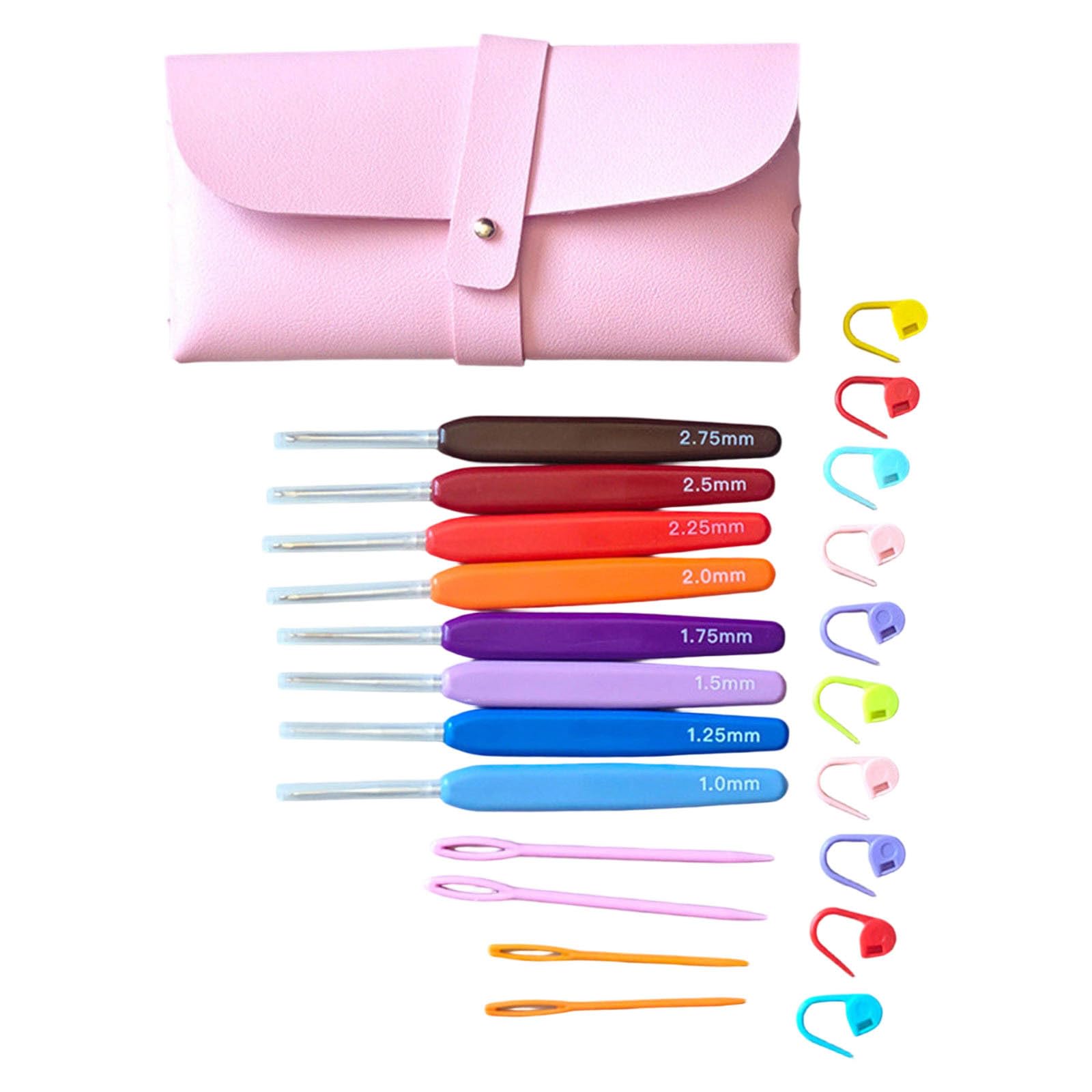 PANGBOER 8Pcs Colorful Handle Crochet Hook Needle with Knitting Marker Sewing Needle for Weaving Yarn Craft Crochet Probes