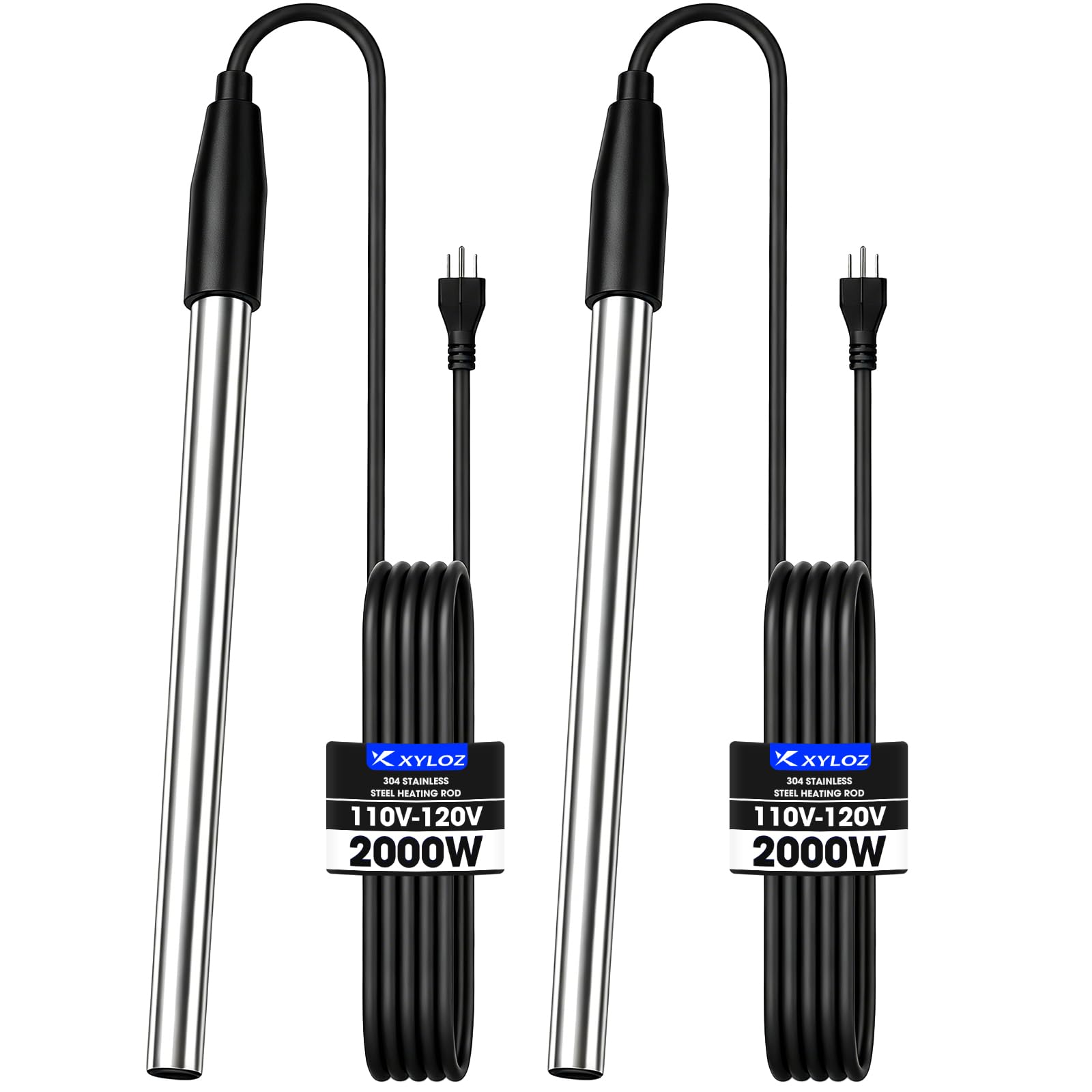 2000W Immersion Water Heater for Hot Tubs, Tanks, Ponds &amp; Pool, 2 Packs