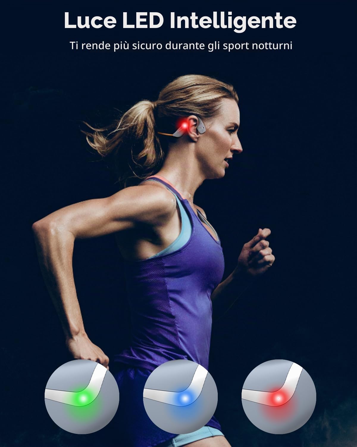 MONODEAL Cuffie Conduzione Ossea Bluetooth 5.3, 20 Ore di Riproduzione, IP67 Sport Impermeabili Wireless Auricolari Open Ear per Corsa Camminata Fitness