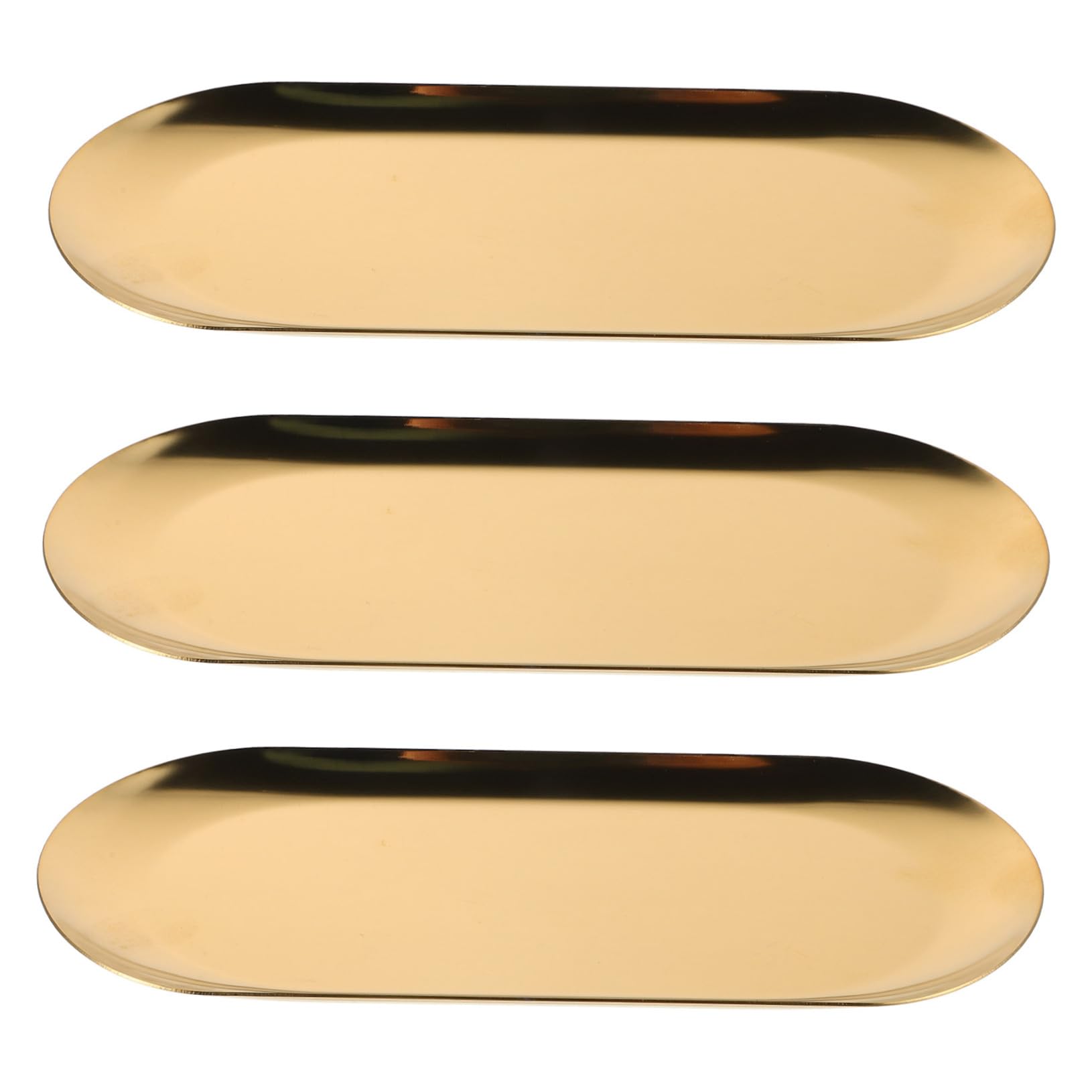 ABOOFAN 3pcs Stainless Steel Oval Serving Tray Heavy Duty Platter for Fish Meat Dessert and Sushi Elegant Design for Restaurants Hotels and Home