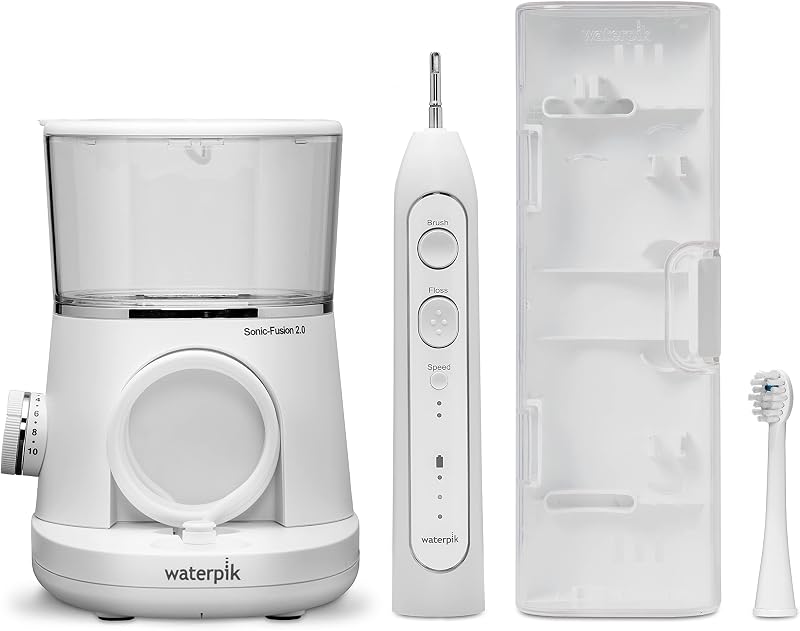 Waterpik Sonic-Fusion 2.0 Cepillo de dientes eléctrico con hilo dental, blanco