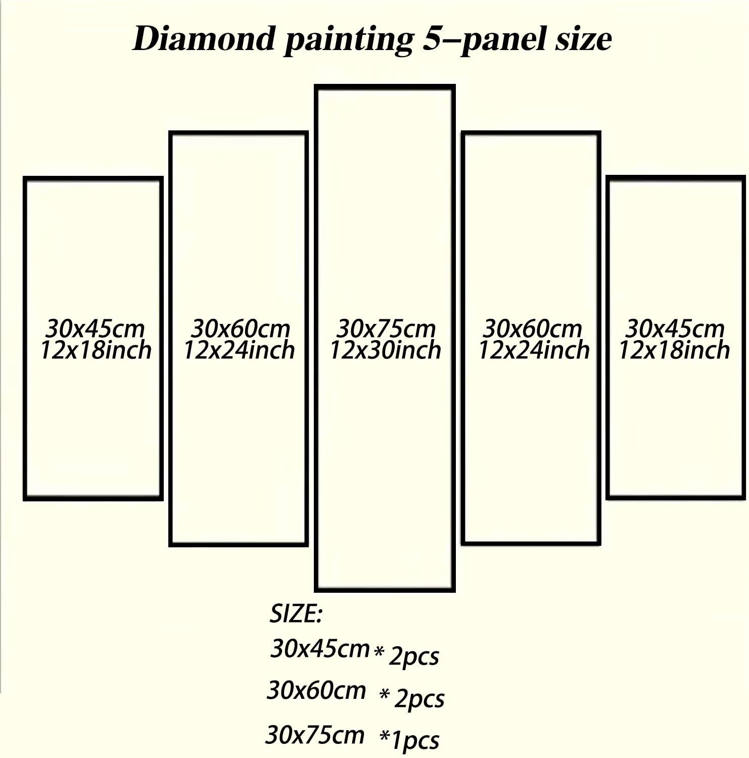 Diament Malarstwo Krajobraz Numery Dorosły Kwiat Malarstwo Diamentowe Aktywność Ręczna dla dorosłych, kompletny zestaw z narzędziami Zestawy do haftu Diament na obraz Dekoracja ścienna, 5 Pezzi