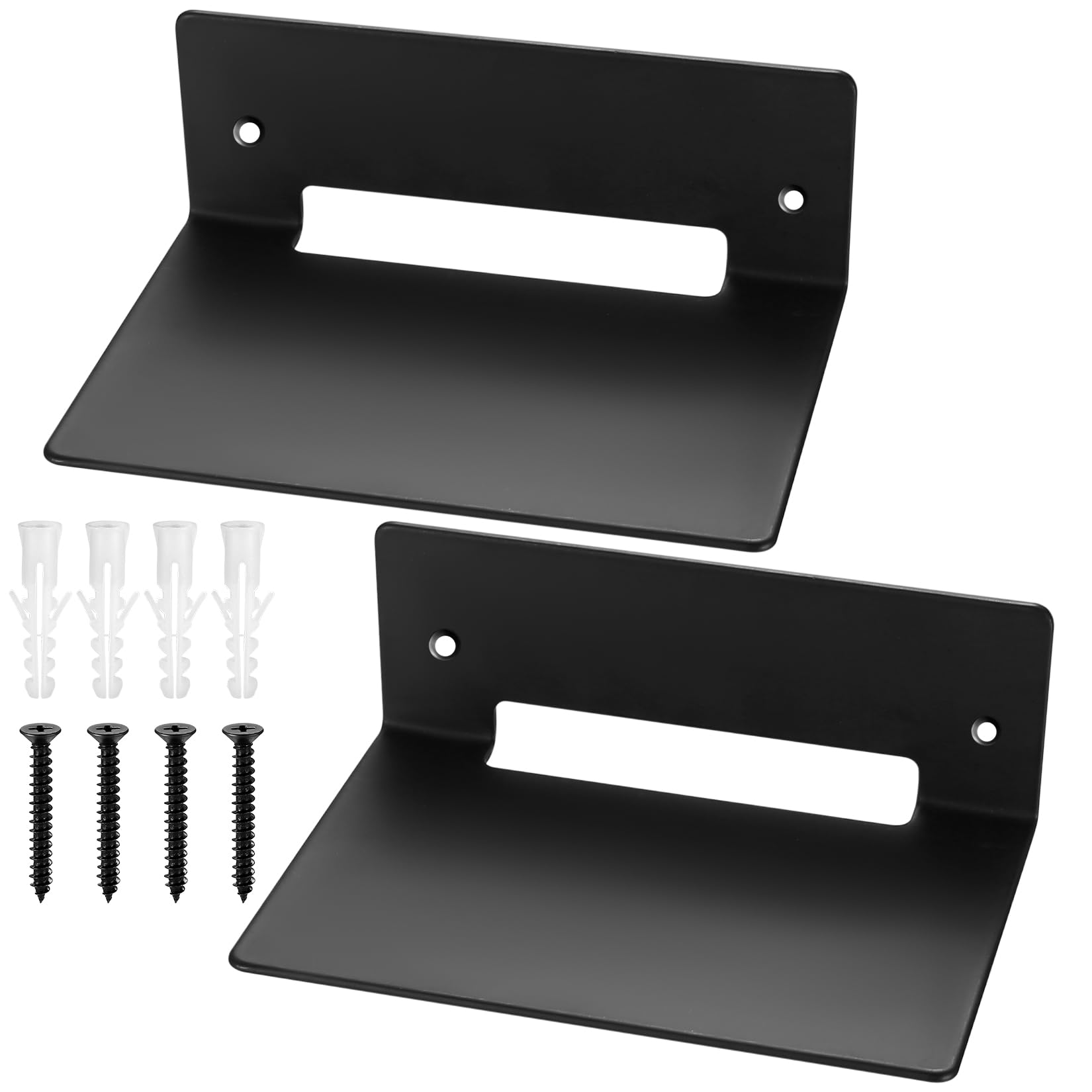 ANBEEISS Floating Shelf 2 Pack Bathroom Storage, 14cm Black Wall Shelves with Screws, Modern Wall Mounted Shelves for Shower, Kitchen, Toilet
