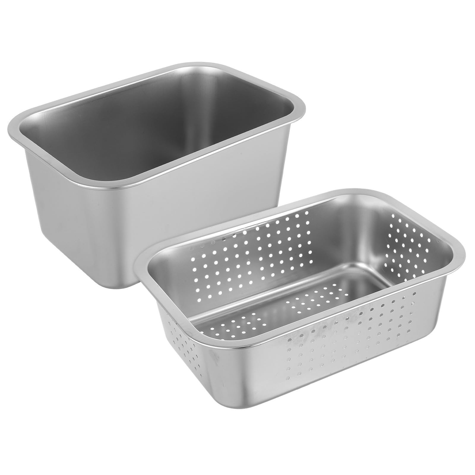 Colador Diseño Ahorra Espacio Rectangular de Acero Inoxidable y Fácil de Limpiar para Fregadero de Cocina Adecuado para Lavar y Escurrir Frutas y Verduras