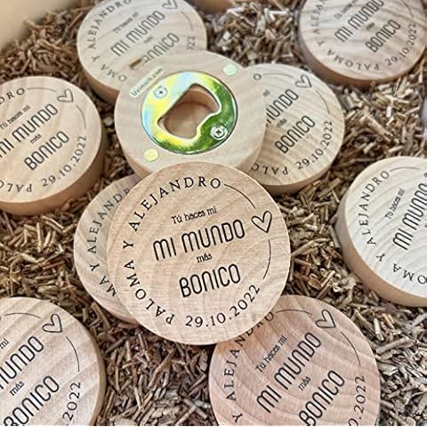 Set de 6 Abrebotellas de Madera con Imán Personalizados Cover