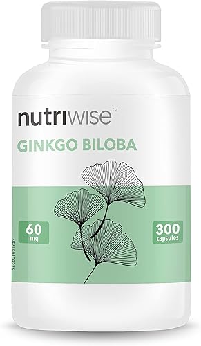 Nutriwise Ginkgo Biloba 60mg con relación de extracto 501 (3000 mg de extracto crudo) 300 cápsulas