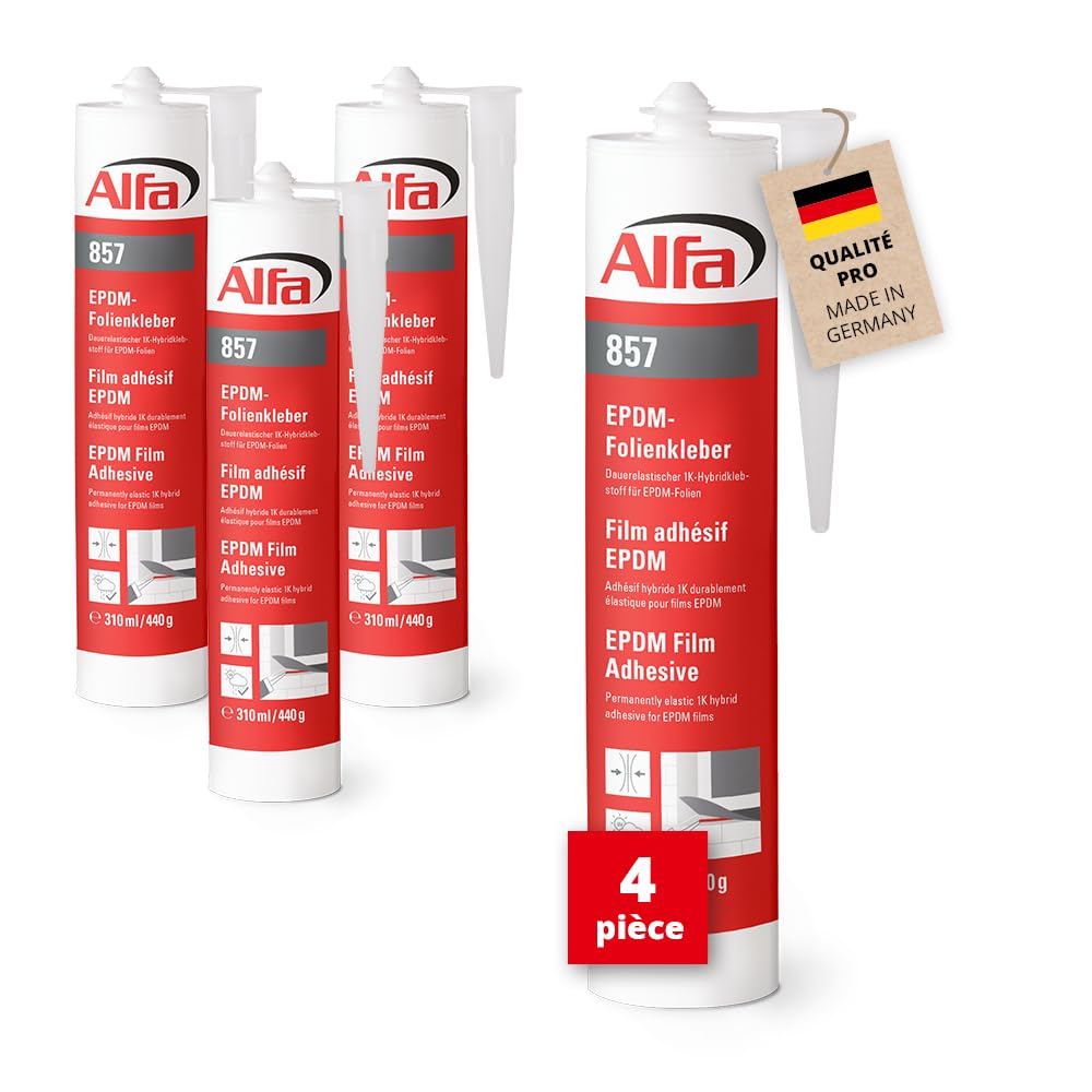 857 ALFA «EPDM» - Colle hybride pour films, 4 pièces, 310 ml, élastique et imperméable