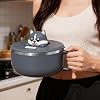 Ramen Bowl with Lid 1200 ml Instant Noodle Bowl Ramen Instant Noodle Bowl Soup Bowls Ramen Bowl with Fork Ramenbowl Heat Insulation Seal for Soup Noodles Dumplings Salads (Grey Blue)