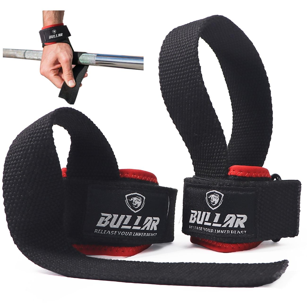 BULLAR Weight Lifting Wraps for Powerlifting, Strength Training, with Wrist Support,Ultimate Gripping for Bars (RED) (B0C7QT8Y3Y) Amazon Price History, Amazon Price Tracker
