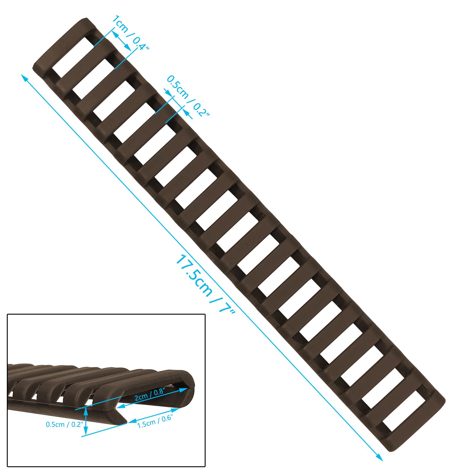 Picatinny Rail Cover Rubber,18-Slot Rubberized Rail Protection Ladder (TAN, 8 PACKS) - Image 4