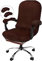 Vista 7 de NeColorLife Funda de terciopelo para silla de oficina con fundas para reposabrazos, funda elástica para silla de computadora de escritorio