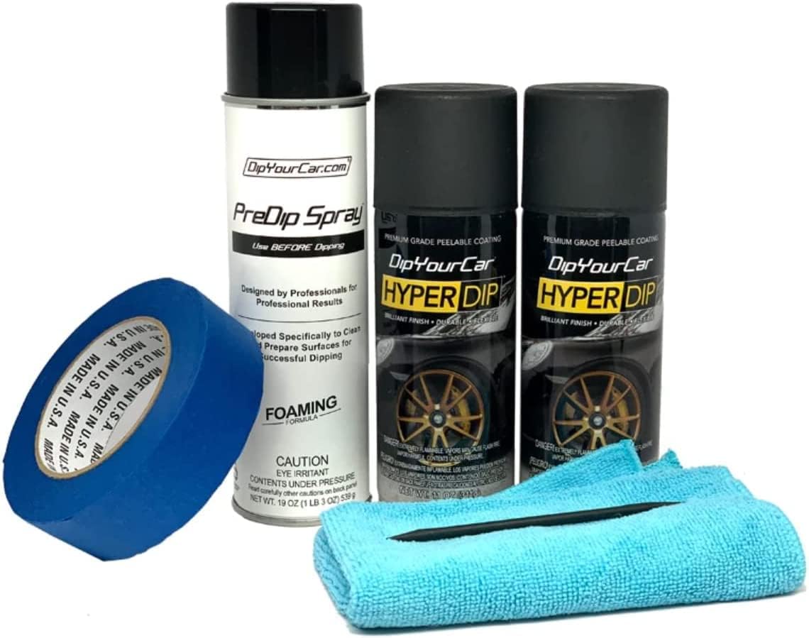 HyperDip Peelable Emblem Car Paint Kit - Automotive Spray Paint Cans Set, Auto Paint Kit for Protection and Color for Wheels, Emblems, Mirror, and More - Frozen Black Automotive Paint