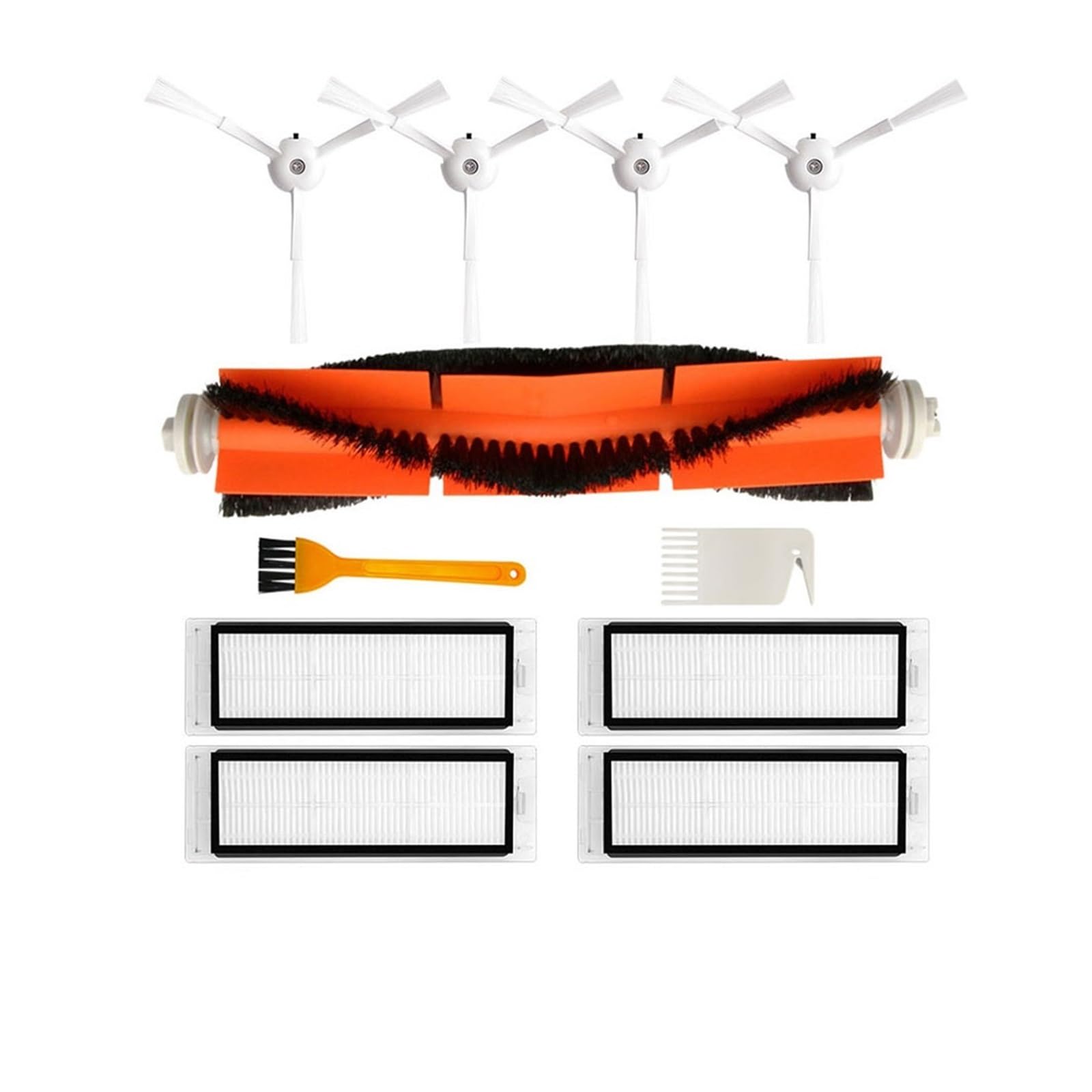 Kicici Compatible With Compatible With Rockrobo Vacuum V1/ Roborock S5 Max E3 S4 S5 S50 S6 Xiaomi 1S/ SDJQR01RR, SDJQR02RR Accessories Main Side Brush Filter(Set A)