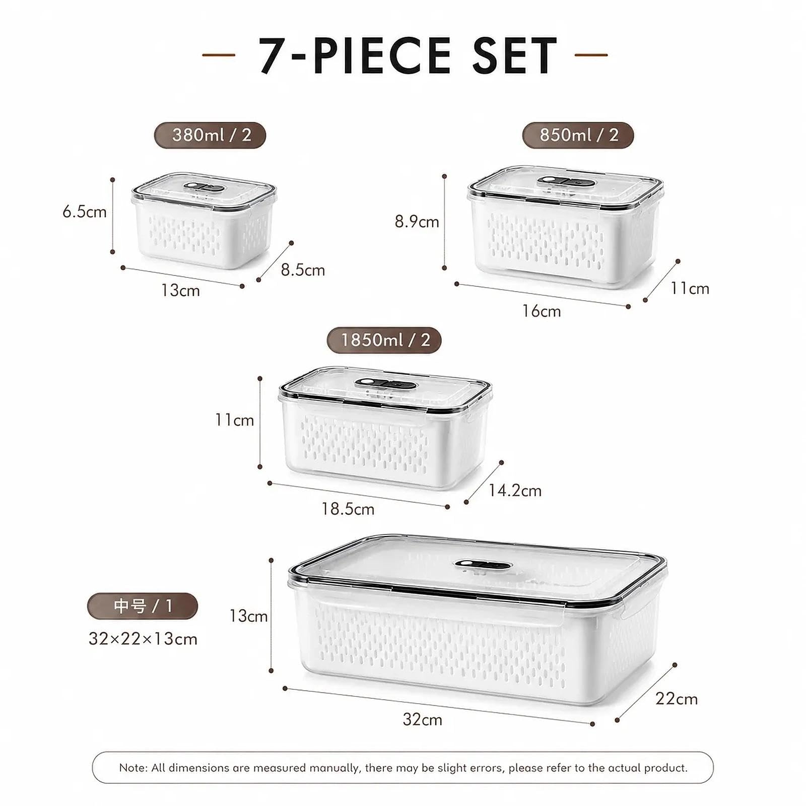 Produce Keeper - Recipientes de almacenamiento de alimentos para nevera, 4 en 1 con colador extraíble, cesta de drenaje, divisor y tapa hermética, ideal para bayas, verduras, preparación de comidas