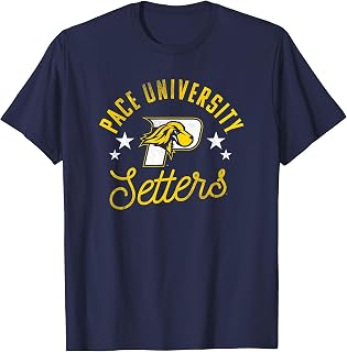 Campus Lab Pace University Setters Logo T-Shirt, Unisex-Adults, Blue, Small, Short Sleeve