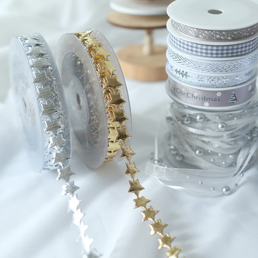 Set aus transparenten Bändern, 15 M Band Aus Glitzerndem Polyester In Spitzenform, Glänzendes DIY-Bastelband for Geschenkverpackungen