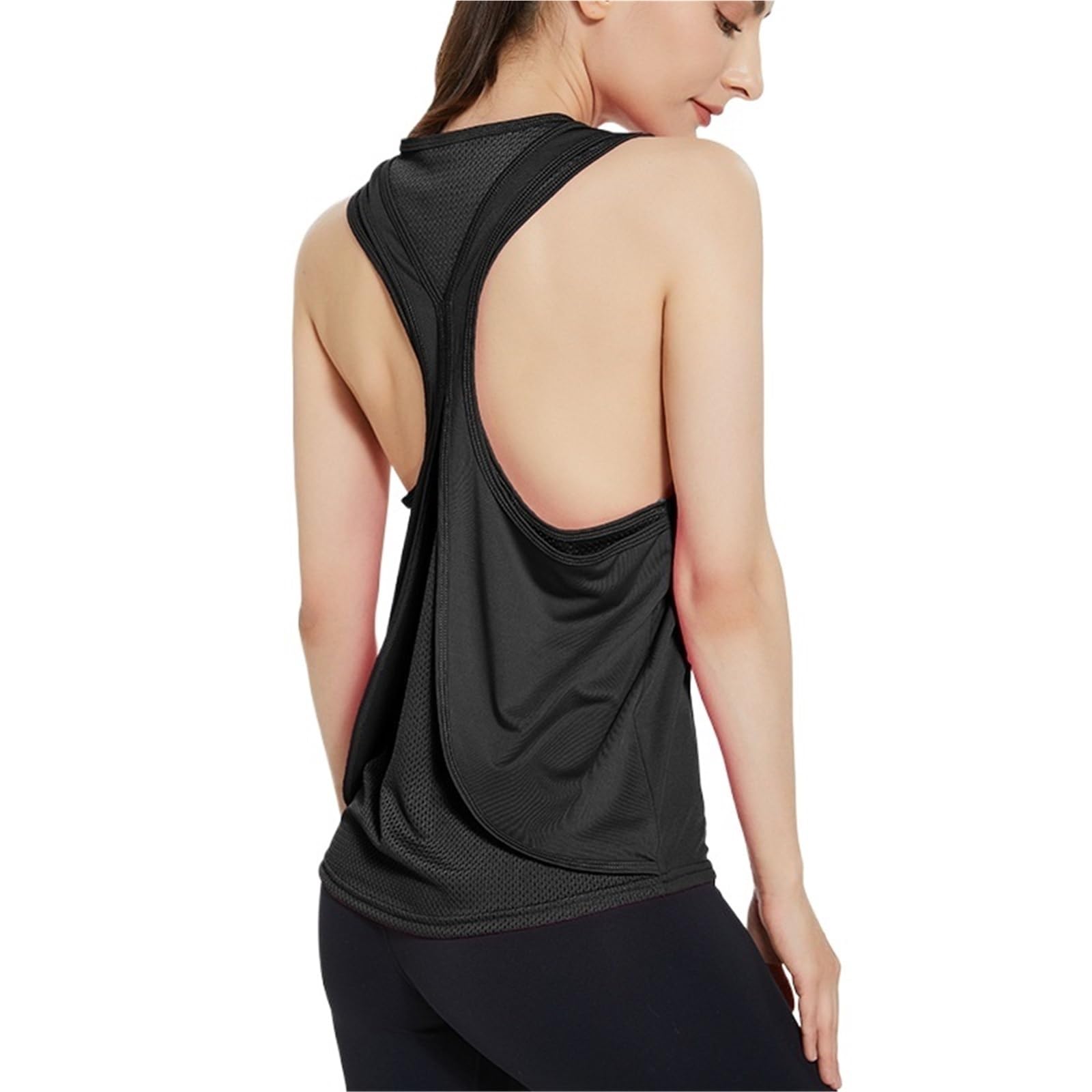 Canotta da Palestra Senza Maniche da Donna, Top da Corsa e Yoga, Maglietta Sportiva da Fitness e Yoga(Black,S)
